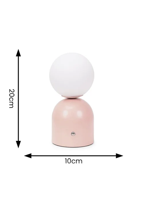 ValueLights Dimmable Pink Table Lamp with White Globe Shade Integrated LED - One Size Image 5