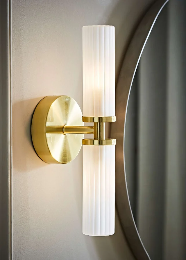 ValueLights Canya Matte Gold Wall Light with Clear Drum Shade
