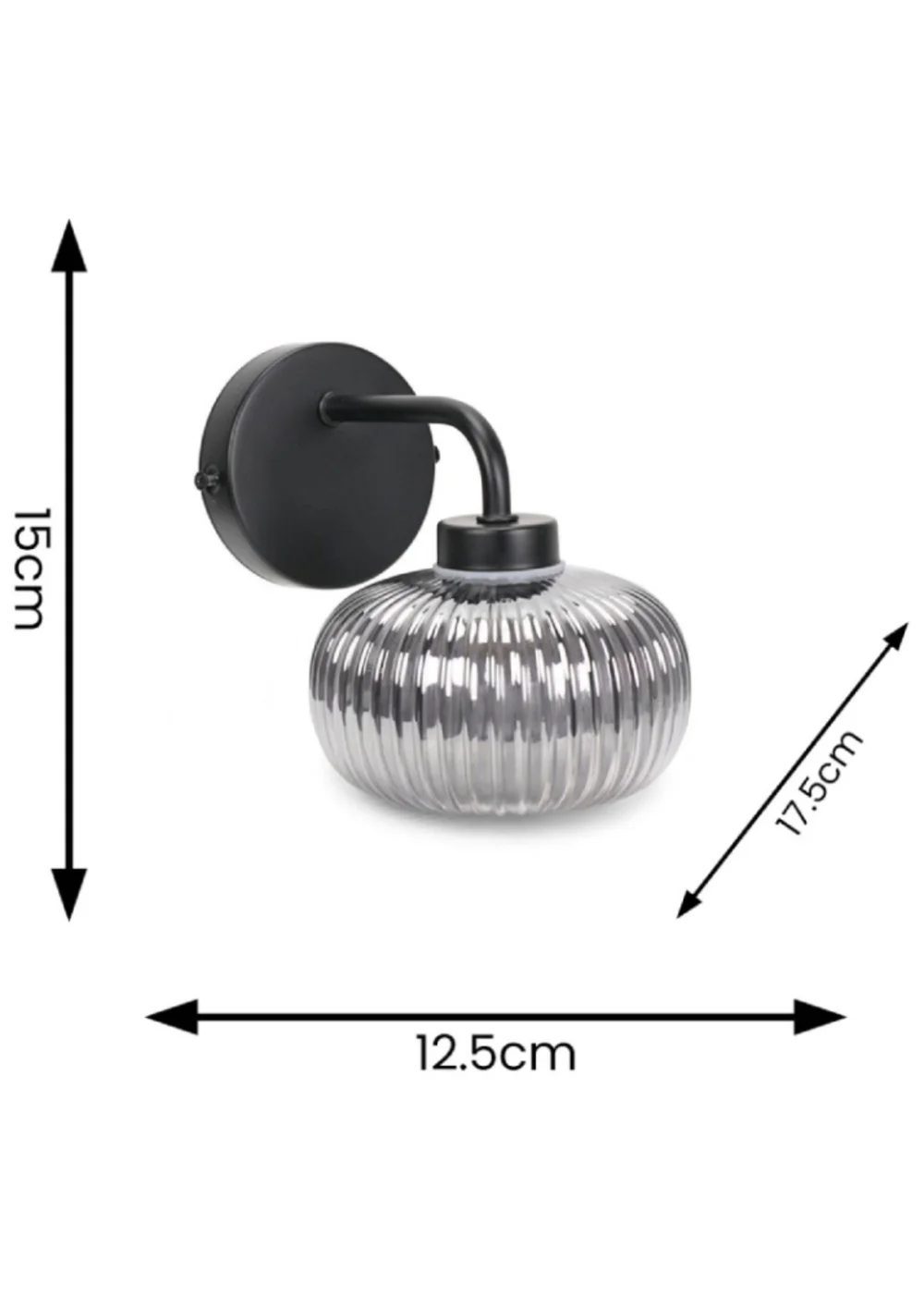 ValueLights Amaia Matte Black Wall Light with Clear Globe Shade - One Size Image 4