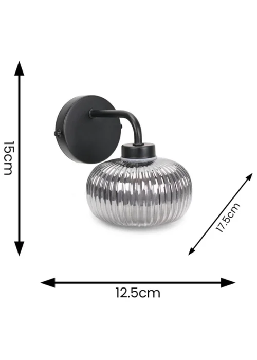 ValueLights Amaia Matte Black Wall Light with Clear Globe Shade - One Size Image 4