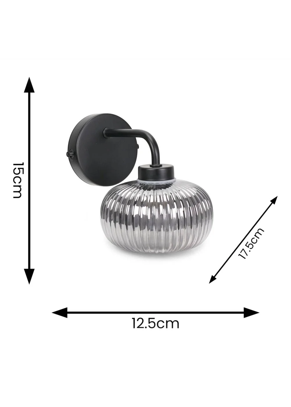 ValueLights Amaia Matte Black Wall Light with Clear Globe Shade - One Size Image 6