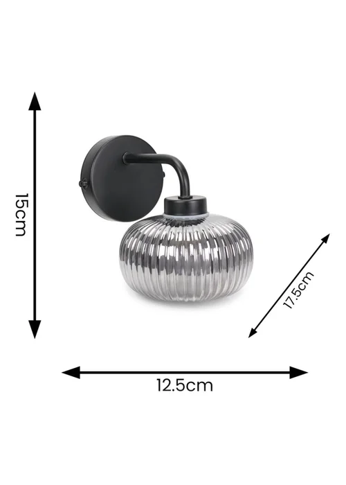 ValueLights Amaia Matte Black Wall Light with Clear Globe Shade - One Size Image 6