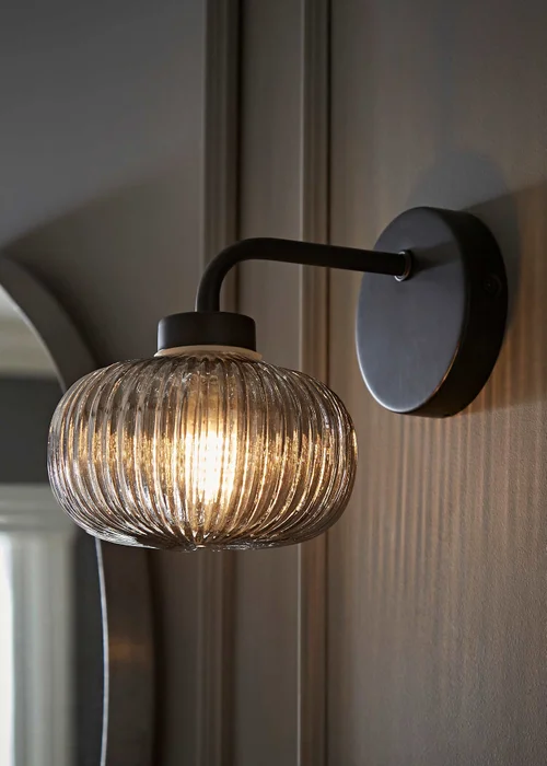 ValueLights Amaia Matte Black Wall Light with Clear Globe Shade - One Size Image 1