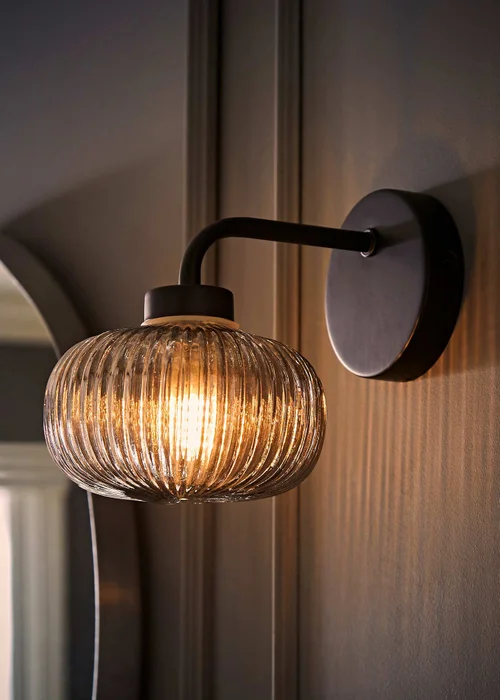 ValueLights Amaia Matte Black Wall Light with Clear Globe Shade - One Size Image 3