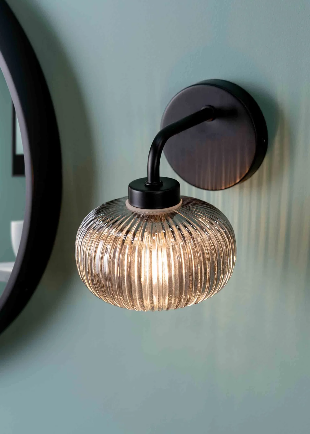ValueLights Amaia Matte Black Wall Light with Clear Globe Shade - One Size Image 2