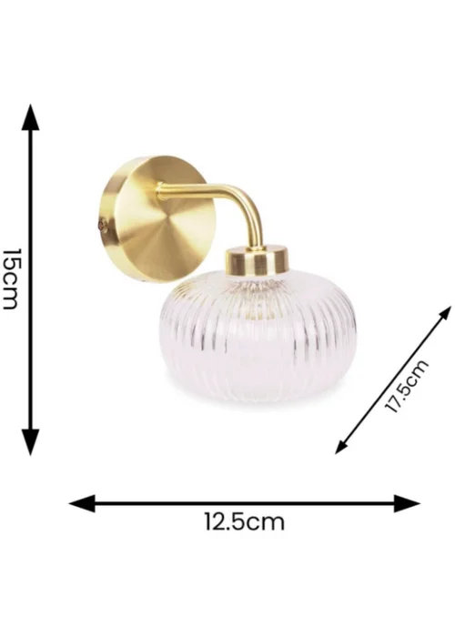 ValueLights Amaia Brushed Gold Wall Light with Clear Globe Shade - One Size Image 4