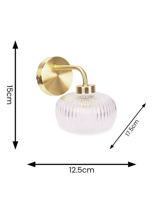 ValueLights Amaia Brushed Gold Wall Light with Clear Globe Shade - One Size Image 6