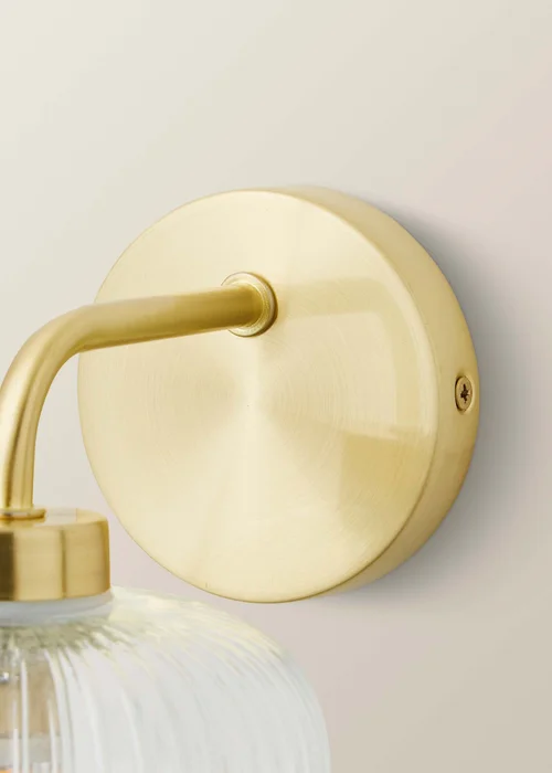 ValueLights Amaia Brushed Gold Wall Light with Clear Globe Shade - One Size Image 5
