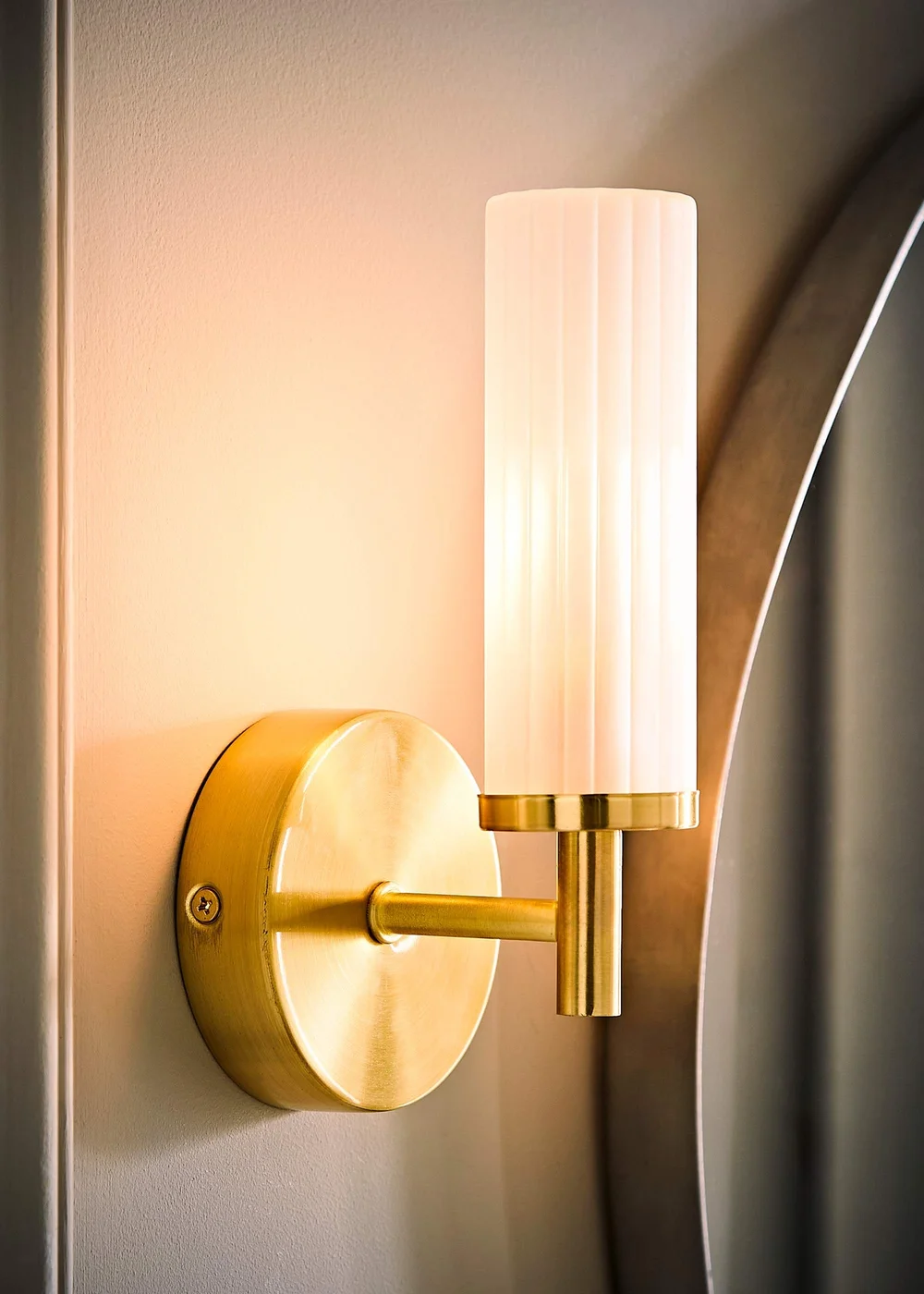 ValueLights Canya Matte Gold Wall Light with Clear Drum Shade - One Size Image 3