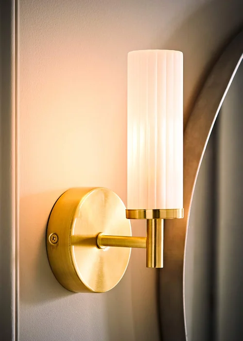 ValueLights Canya Matte Gold Wall Light with Clear Drum Shade - One Size Image 3