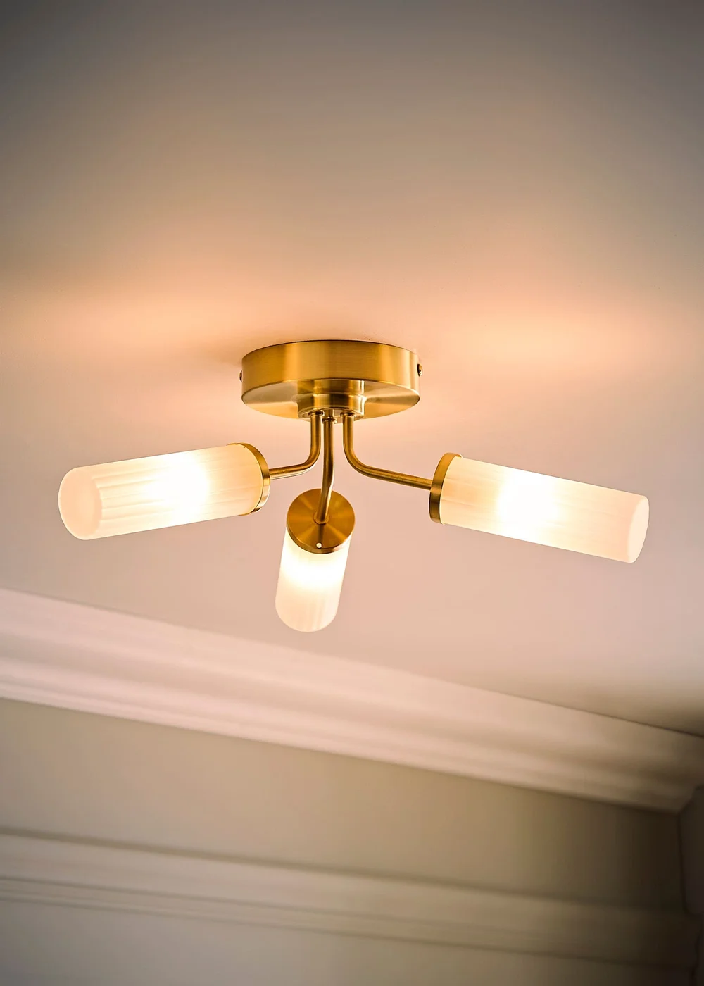 ValueLights Canya Matte Gold Semi-Flush Light with Clear Drum Shade - One Size Image 3
