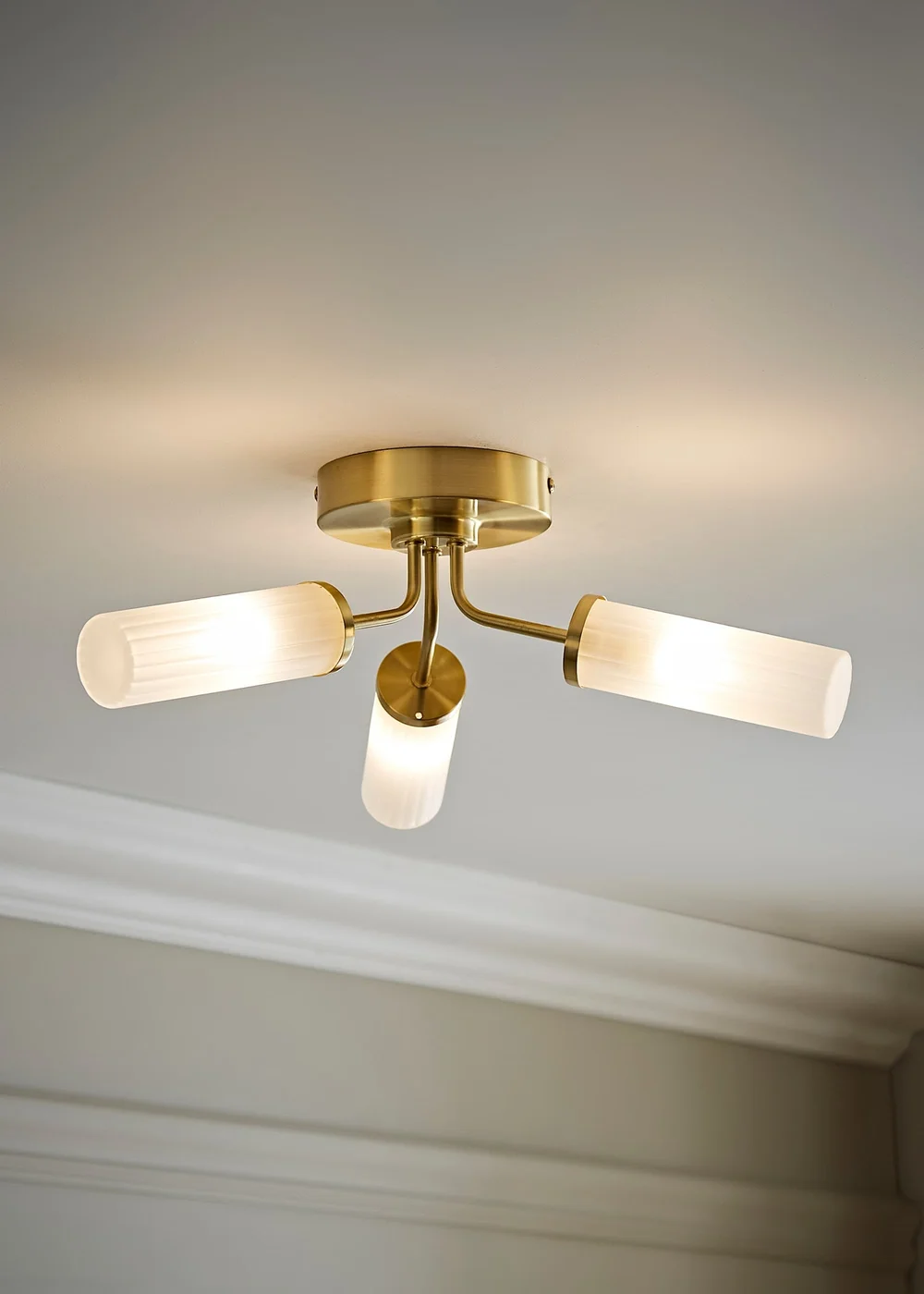 ValueLights Canya Matte Gold Semi-Flush Light with Clear Drum Shade - One Size Image 1