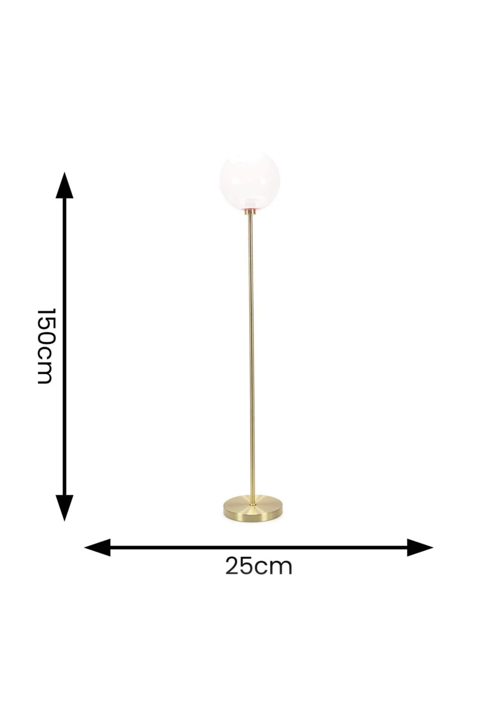 ValueLights Frenchie Gold Floor Lamp with Pink Globe Shade (150cm x 25cm x 25cm) - One Size Image 6
