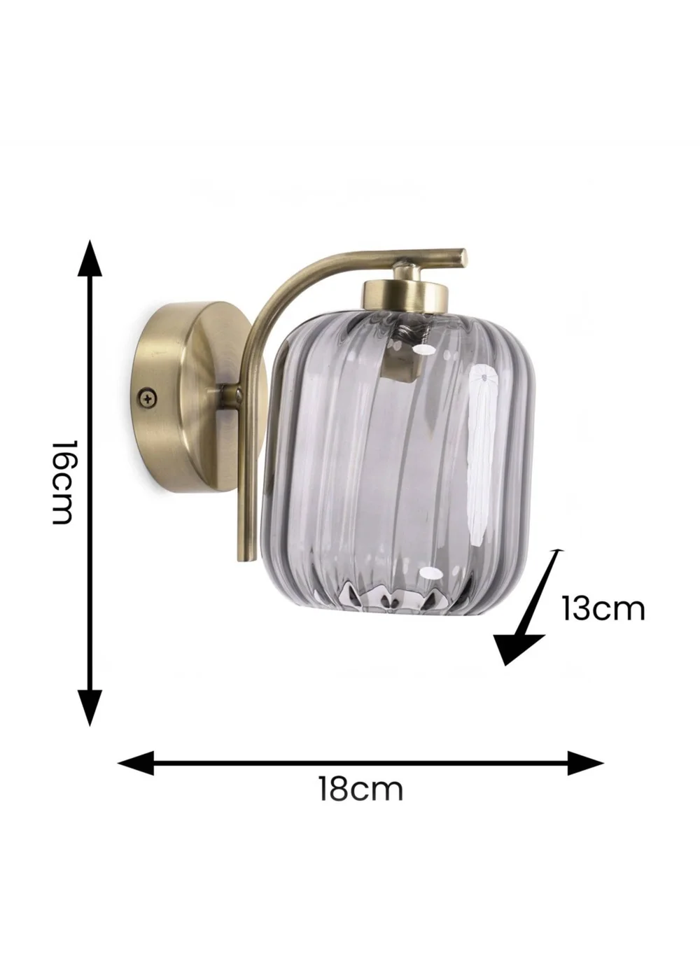 ValueLights Amelie Gold Wall Light with Grey Rectangular Shade - One Size Image 6