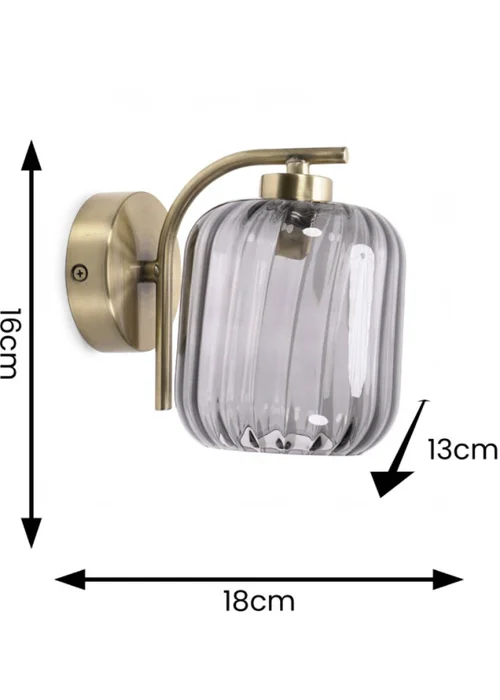 ValueLights Amelie Gold Wall Light with Grey Rectangular Shade - One Size Image 5