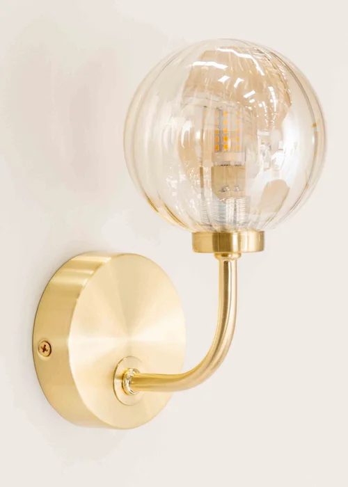 ValueLights Chessy Gold Wall Light with Gold Globe Shade (20cm x 14cm x 10cm) - One Size Image 3