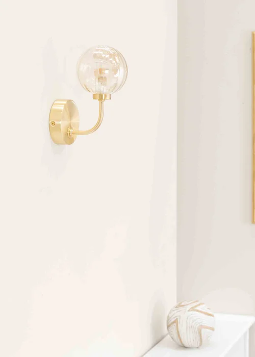 ValueLights Chessy Gold Wall Light with Gold Globe Shade (20cm x 14cm x 10cm) - One Size Image 1