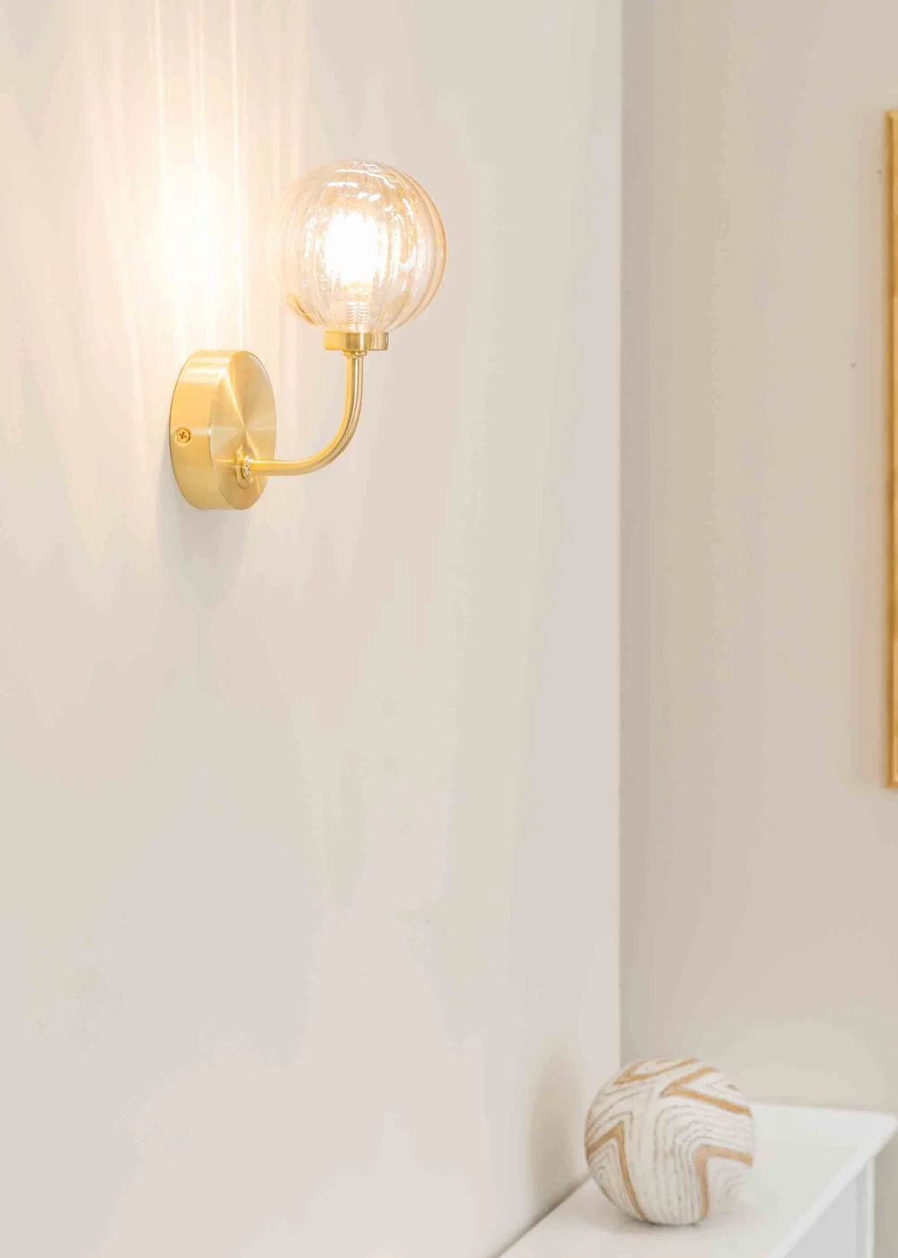 ValueLights Chessy Gold Wall Light with Gold Globe Shade (20cm x 14cm x 10cm) - One Size Image 2