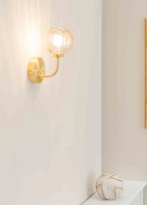 ValueLights Chessy Gold Wall Light with Gold Globe Shade (20cm x 14cm x 10cm) - One Size Image 2