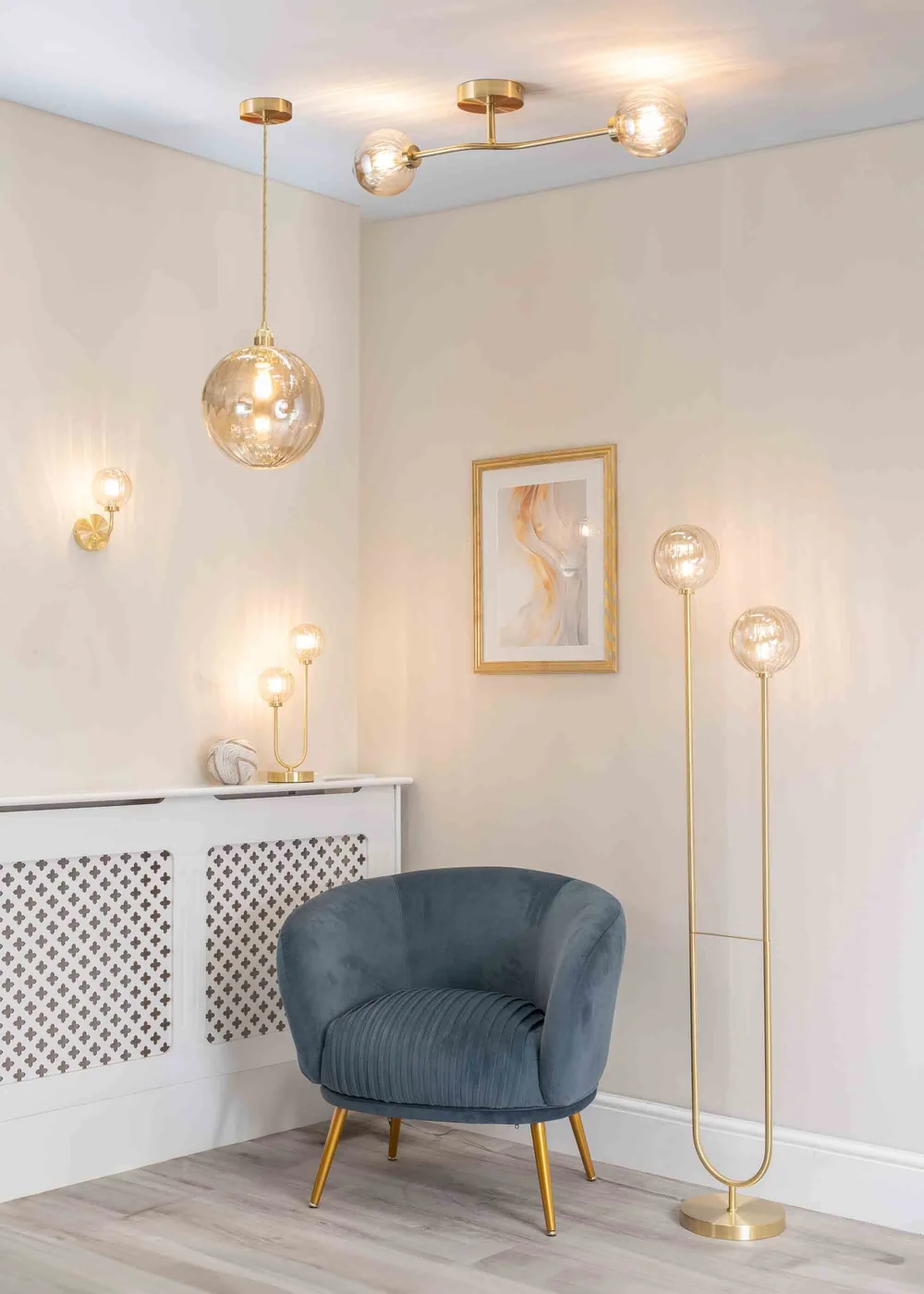 ValueLights Chessy Gold Wall Light with Gold Globe Shade (20cm x 14cm x 10cm) - One Size Image 5