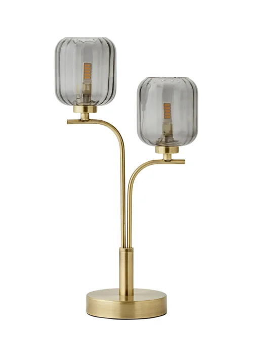 ValueLights Amelie Gold Table Lamp with Grey Rectangular Shade - One Size Image 2