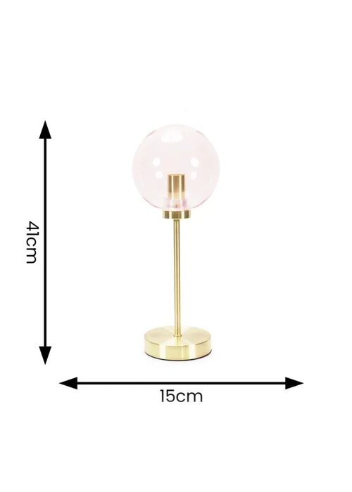 ValueLights Frenchie Gold Table Lamp with Pink Globe Shade (41cm x 15cm x 15cm) - One Size Image 6