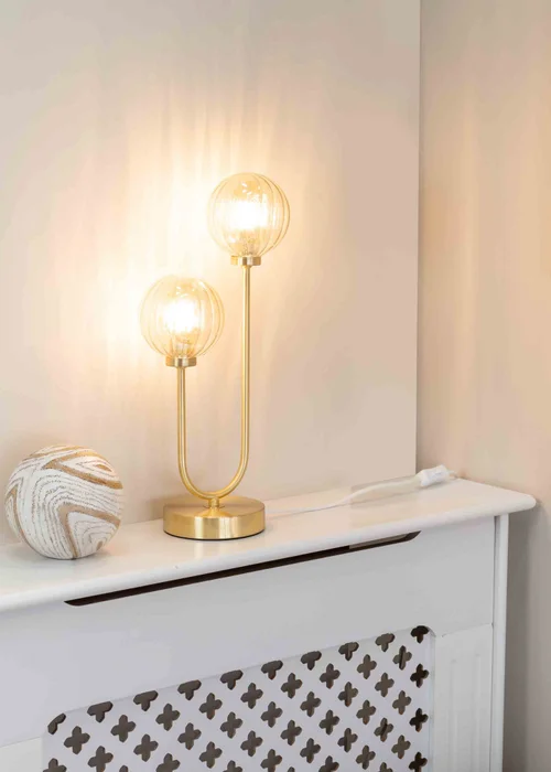 ValueLights Chessy Gold Table Lamp with Gold Globe Shade (42cm x 18.5cm x 12cm) - One Size Image 1
