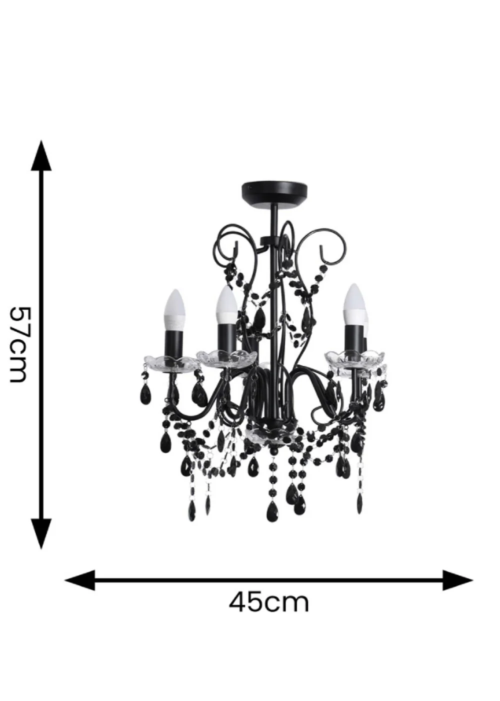ValueLights Viscount Black Pendant Light (57cm x 45cm x 45cm) - One Size Image 3