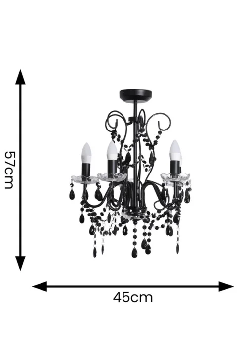 ValueLights Viscount Black Pendant Light (57cm x 45cm x 45cm) - One Size Image 3