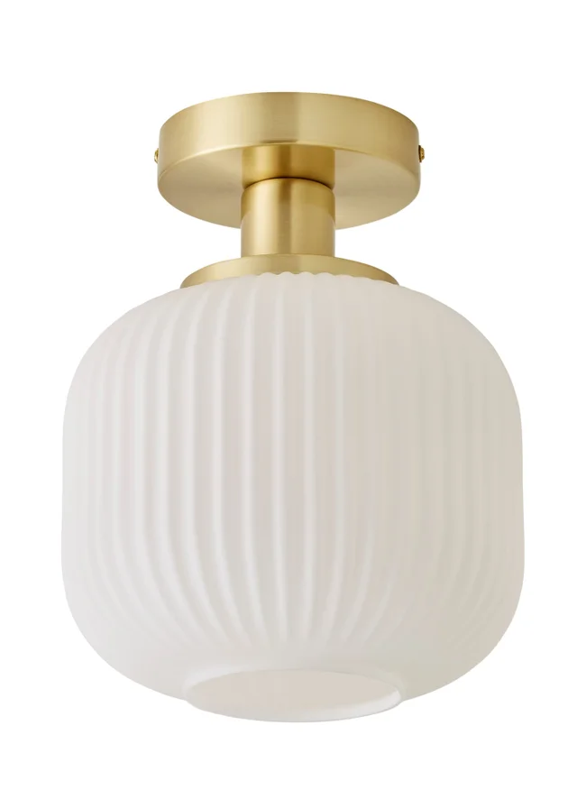 ValueLights Calpe Opal White Flush Light with White Oval Shade