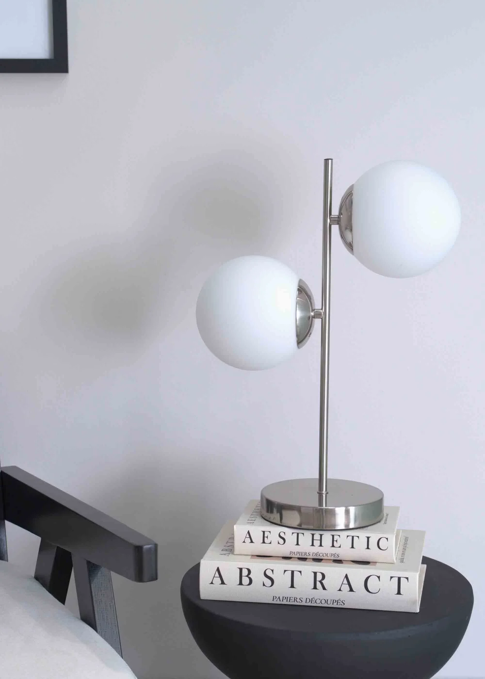 ValueLights Jas Silver Table Lamp with White Globe Shade - One Size Image 1