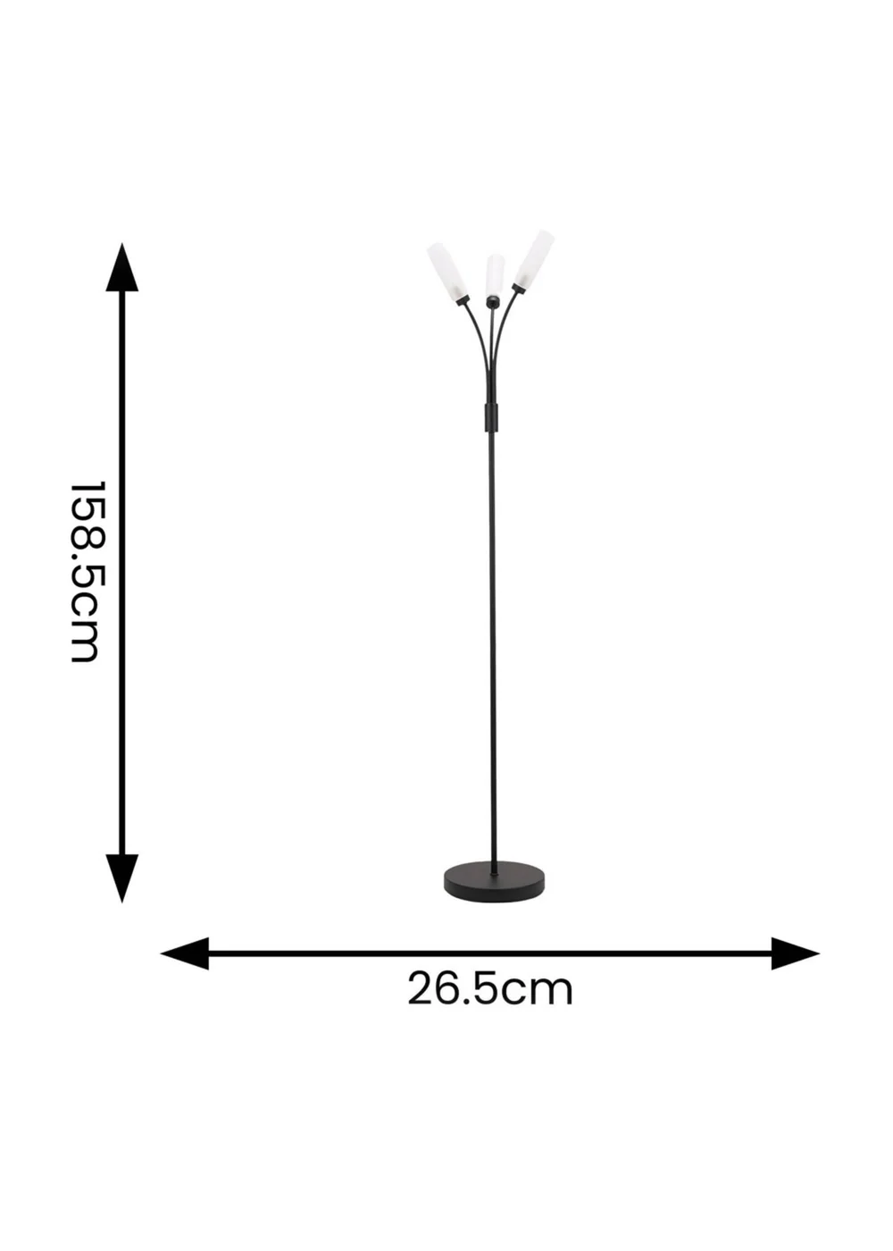 ValueLights Maya Black Floor Lamp with White Shades (158.5cm x 26.5cm x 26.5cm) - One Size Image 6