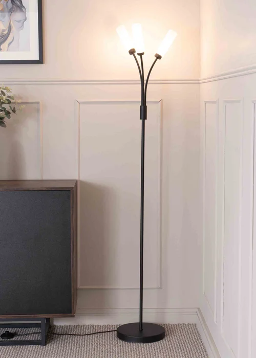 ValueLights Maya Black Floor Lamp with White Shades (158.5cm x 26.5cm x 26.5cm) - One Size Image 1