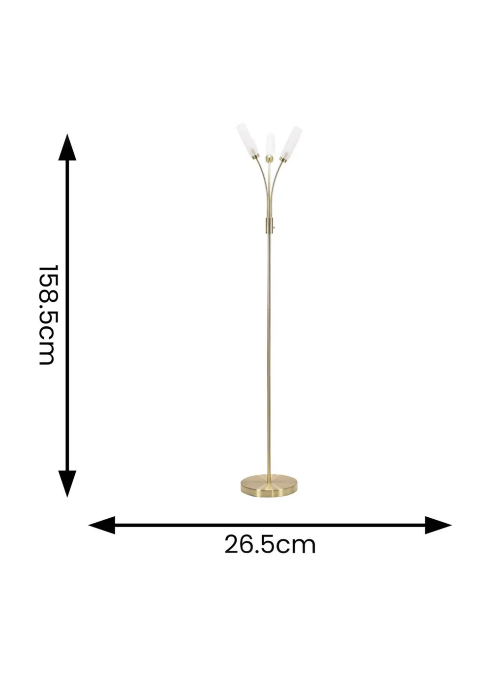 ValueLights Maya Gold Floor Lamp with White Shades (158.5cm x 26.5cm x 26.5cm) - One Size Image 5