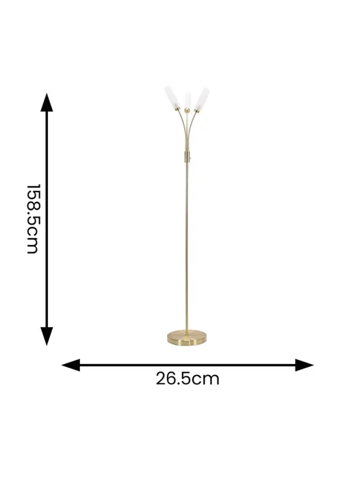 ValueLights Maya Gold Floor Lamp with White Shades (158.5cm x 26.5cm x 26.5cm) - One Size Image 5
