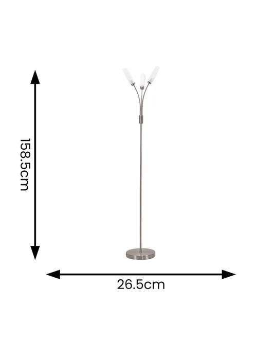 ValueLights Maya Chrome Floor Lamp with White Drum Shade (158.5cm x 26.5cm x 26.5cm) - One Size Image 6