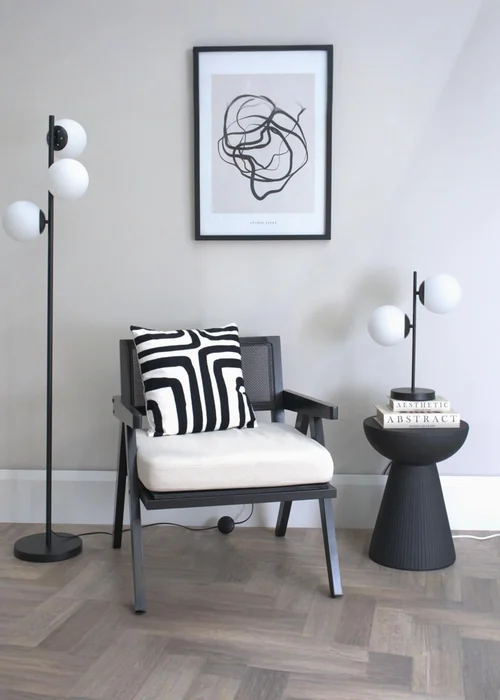 ValueLights Jas Black Floor Lamp with White Globe Shade (159cm x 31cm x 31cm) - One Size Image 5