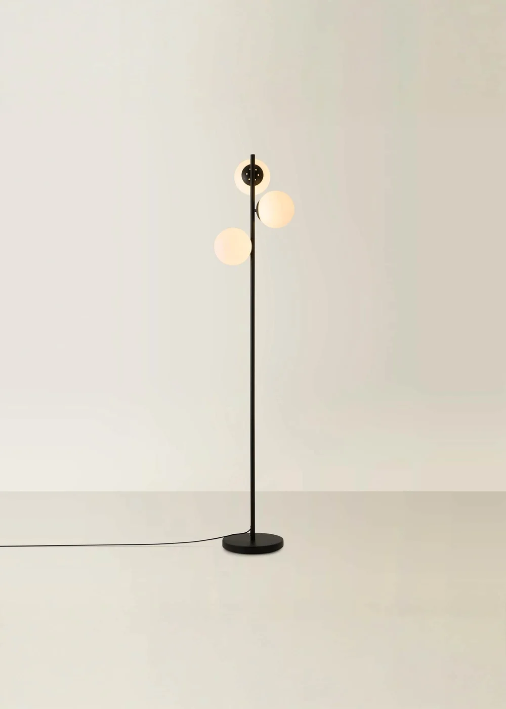 ValueLights Jas Black Floor Lamp with White Globe Shade (159cm x 31cm x 31cm) - One Size Image 3