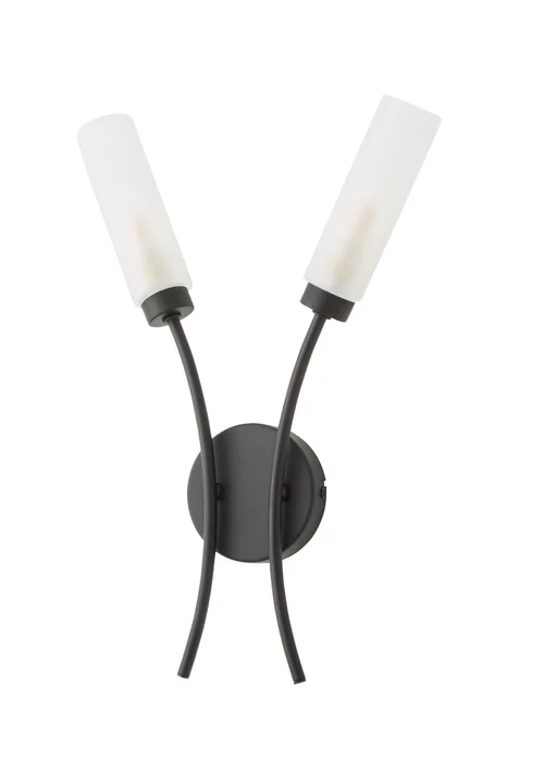 ValueLights Maya Black Wall Light with White Drum Shade (42cm x 27cm x 5.5cm) - One Size Image 2