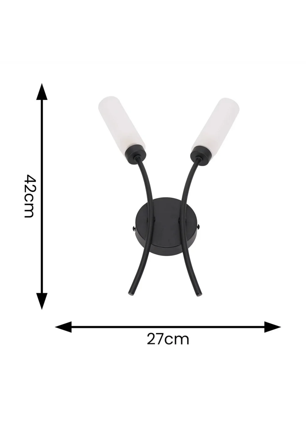 ValueLights Maya Black Wall Light with White Drum Shade (42cm x 27cm x 5.5cm) - One Size Image 6