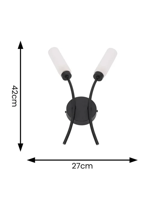 ValueLights Maya Black Wall Light with White Drum Shade (42cm x 27cm x 5.5cm) - One Size Image 6
