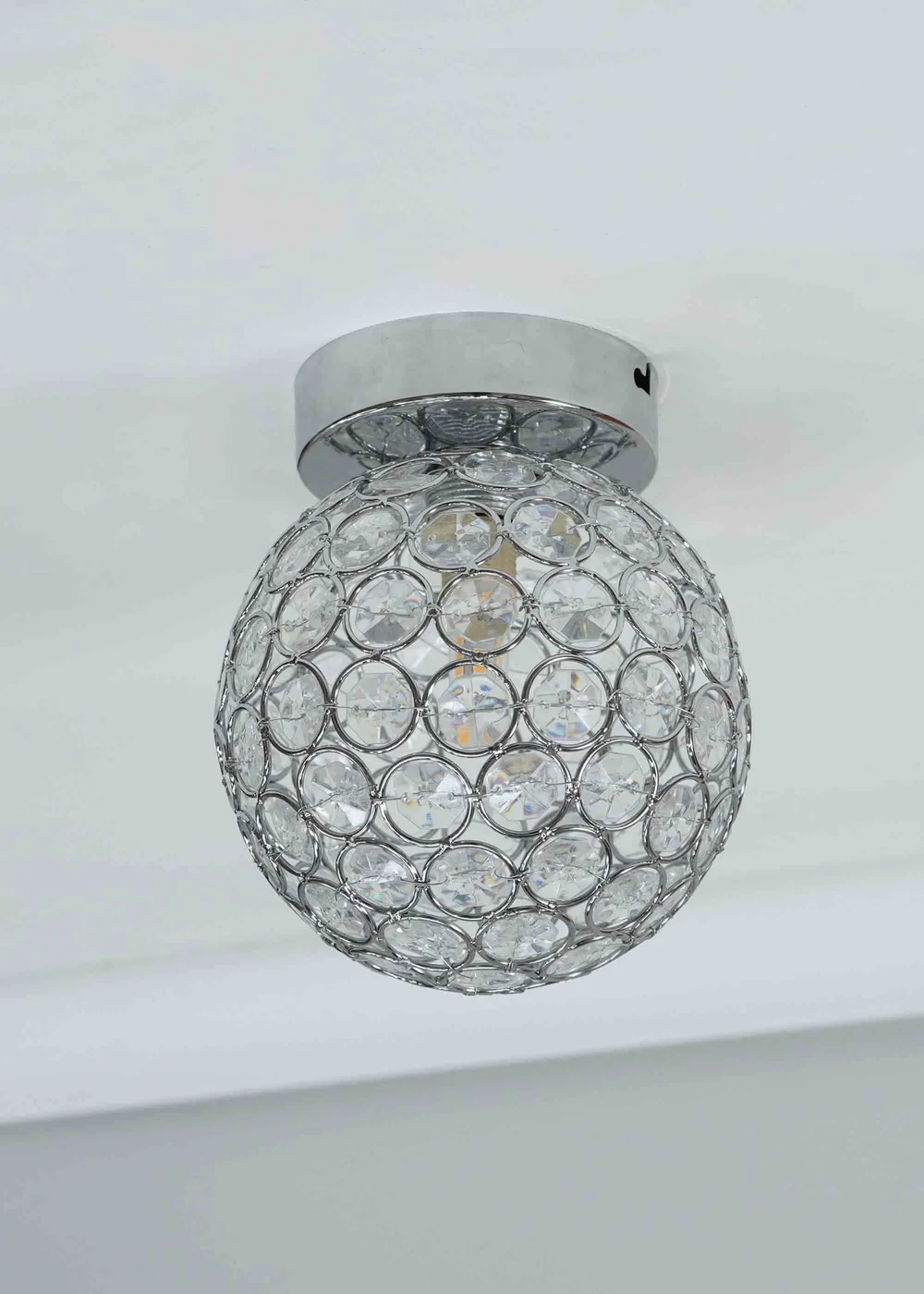 ValueLights Ella Clear Silver Flush Light (17cm x 15cm x 15cm) - One Size Image 3
