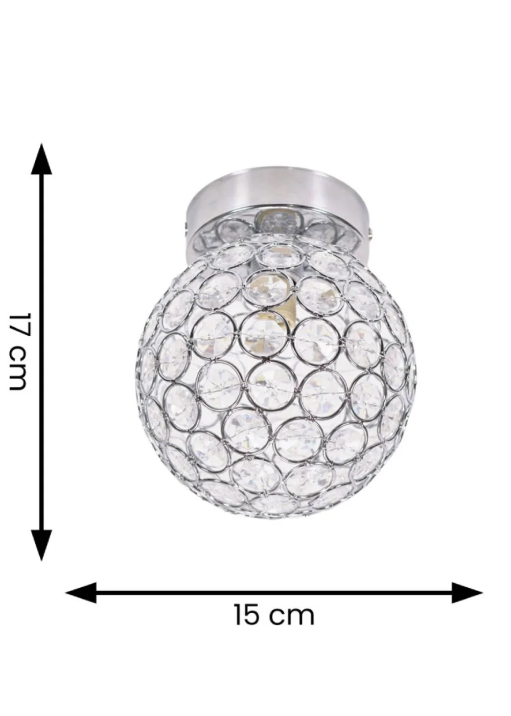 ValueLights Ella Clear Silver Flush Light (17cm x 15cm x 15cm) - One Size Image 5