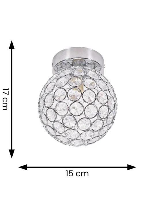 ValueLights Ella Clear Silver Flush Light (17cm x 15cm x 15cm) - One Size Image 5