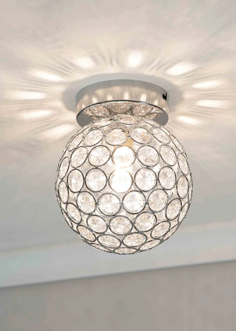 ValueLights Ella Clear Silver Flush Light (17cm x 15cm x 15cm) - One Size Image 1