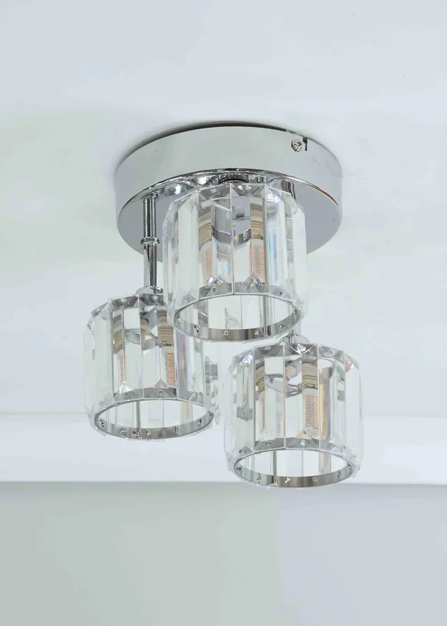 ValueLights Beth Polished Silver Semi-Flush Light with White Shade (20cm x 19.5cm x 18.5cm)