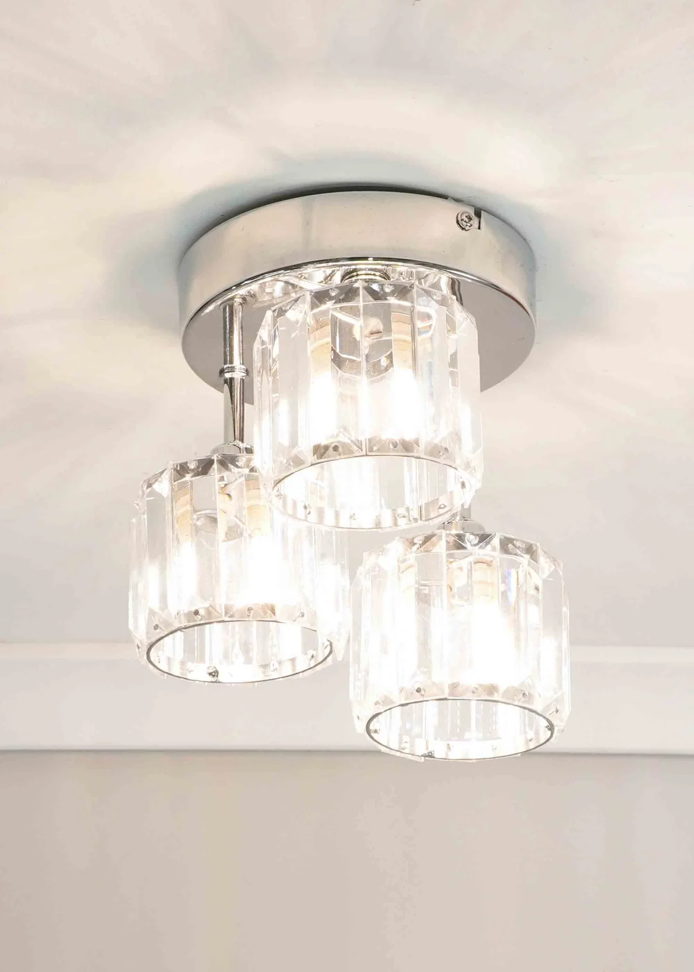ValueLights Beth Polished Silver Semi-Flush Light with White Shade (20cm x 19.5cm x 18.5cm) - One Size Image 1