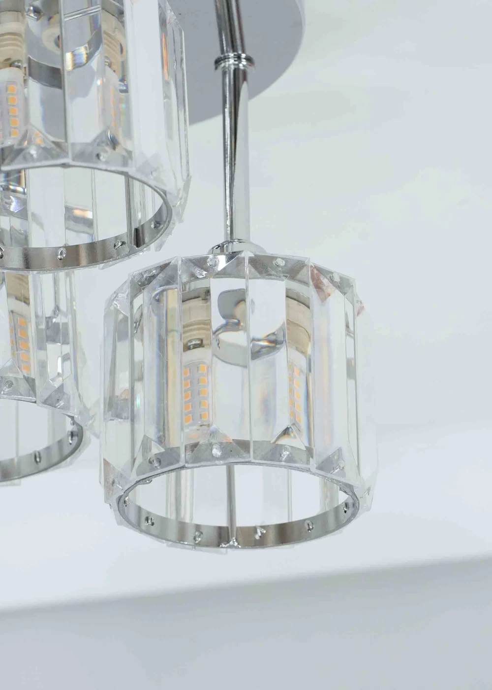 ValueLights Beth Polished Silver Semi-Flush Light with White Shade (20cm x 19.5cm x 18.5cm) - One Size Image 4