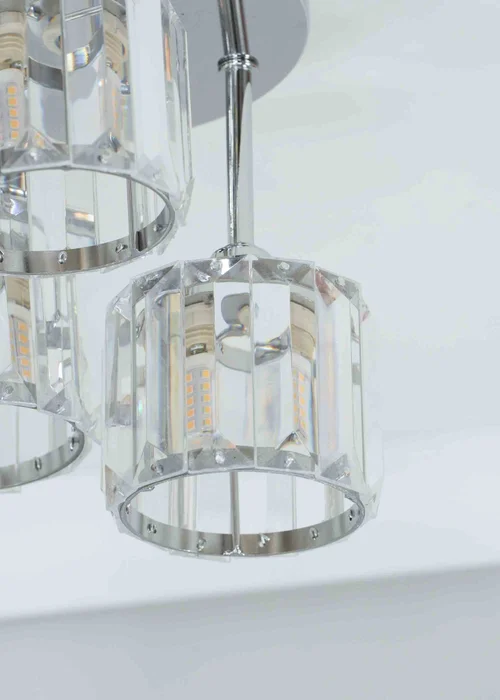 ValueLights Beth Polished Silver Semi-Flush Light with White Shade (20cm x 19.5cm x 18.5cm) - One Size Image 4