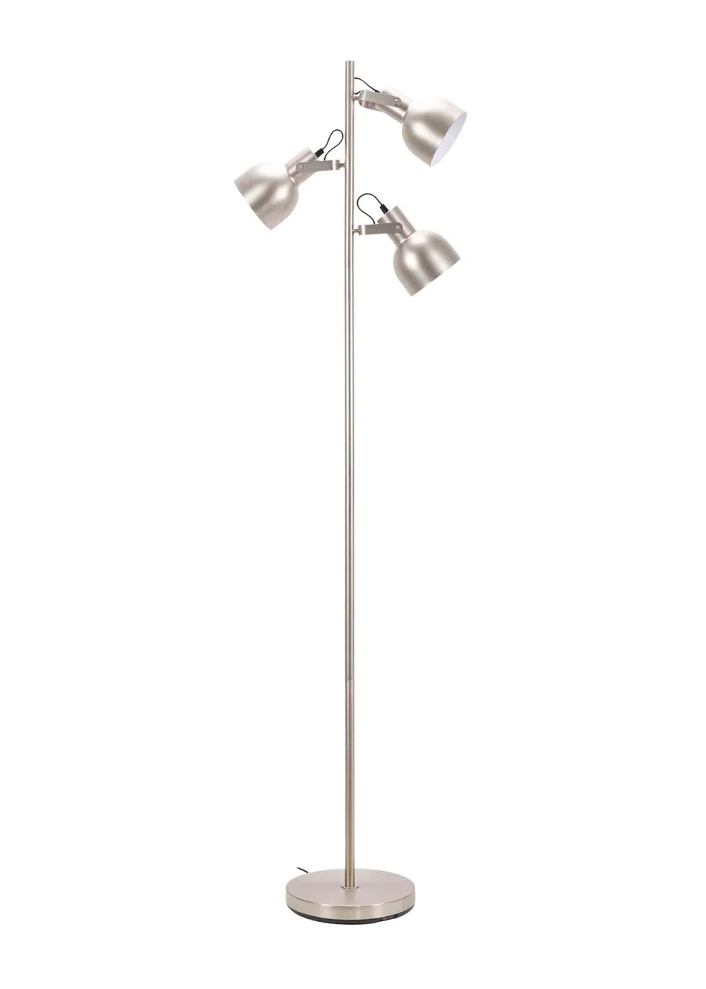 ValueLights Brushed Silver Floor Lamp with Silver Dome Shade (162cm x 45cm x 25cm) - One Size Image 3